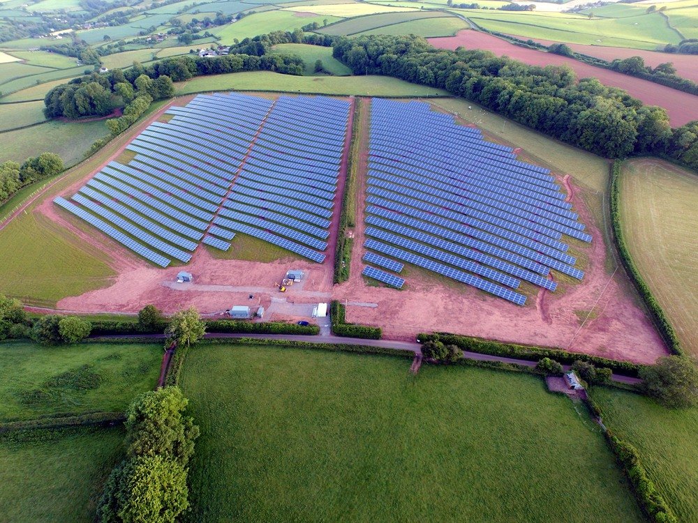 Aerial view of a solar farm