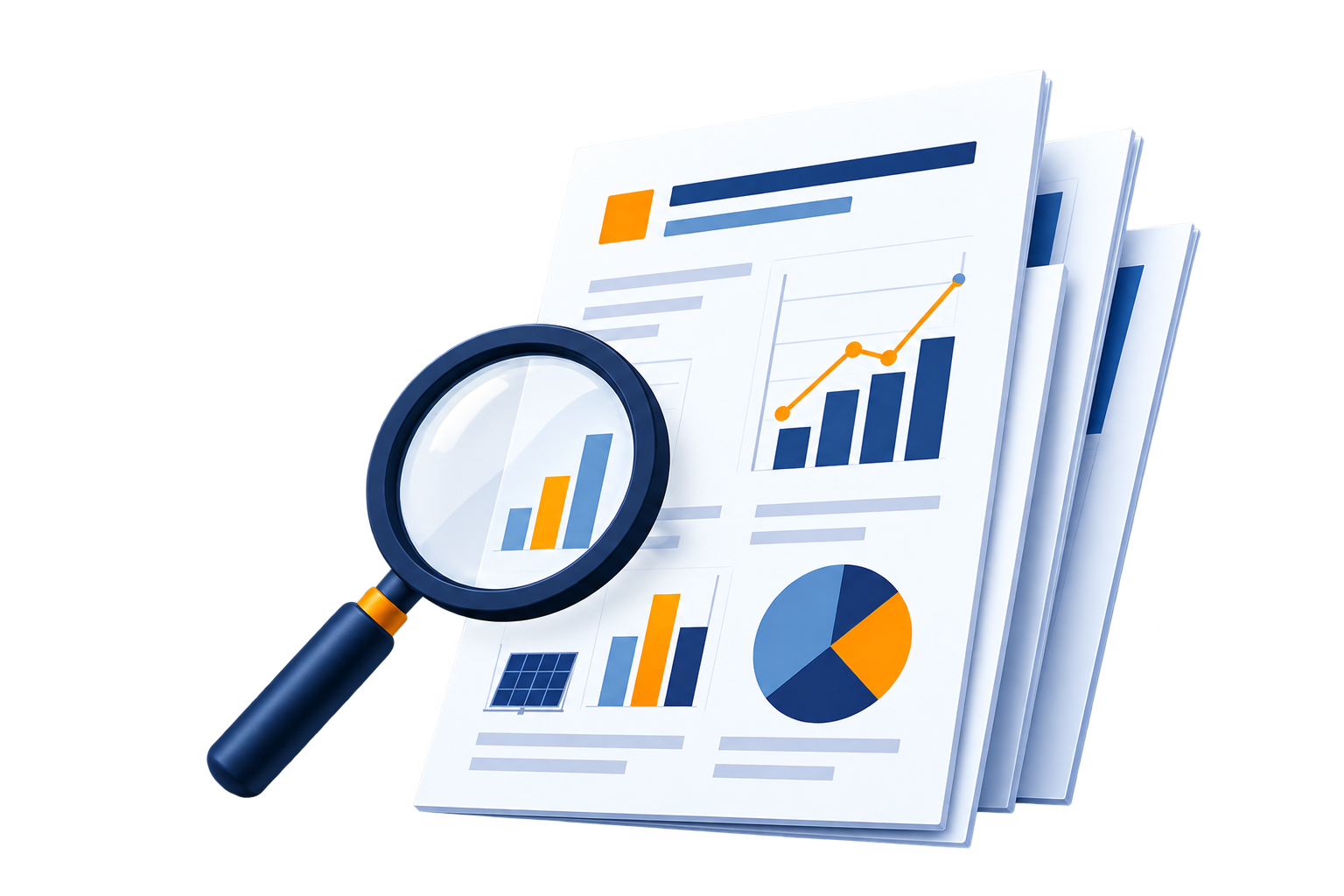 Technical reports and magnifying glass